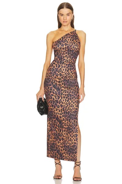 Платье макси Victor Glemaud Strappy One Shoulder, цвет Leopard