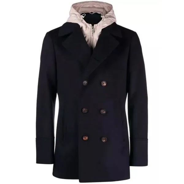 Пальто hooded double-breasted peacoat Eleventy, черный
