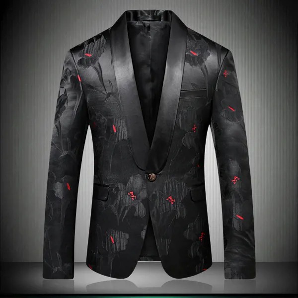 Дизайнерское пальто 2020 последний Однобортный блейзер с розой Мужская Свадебная куртка вечерние костюмы для выпускного вечера сценическое ...