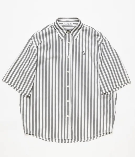 Рубашка Acne Studios Short-Sleeve Striped, черный/белый