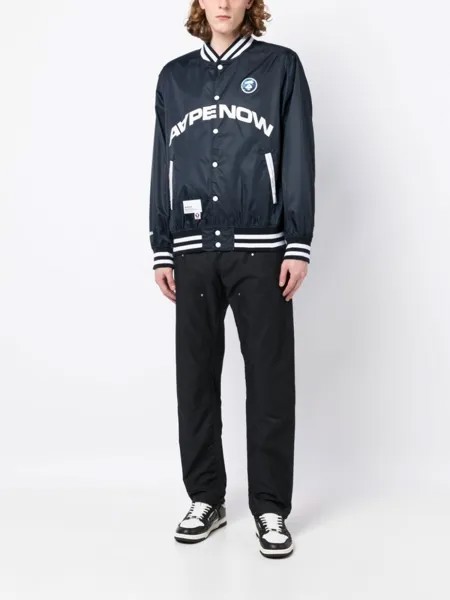 Бомбер с нашивкой AAPE BY *A BATHING APE, синий