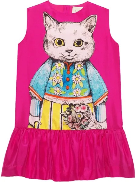 Gucci Kids платье 'Children's' с котенком
