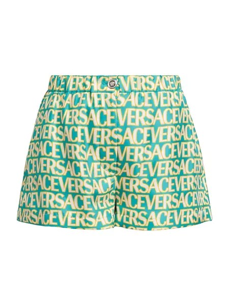 Versace Шелковые шорты с монограммой Versace, цвет turquoise ivory