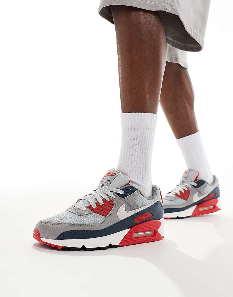 Nike – Air Max 90 – Красно-серая спортивная обувь