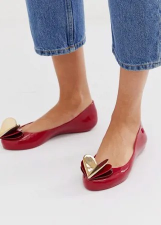 Красные туфли на плоской подошве с отделкой в виде сердца Zaxy-Красный