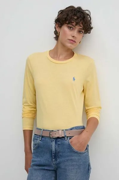 Хлопковая рубашка с длинным рукавом Polo Ralph Lauren, желтый