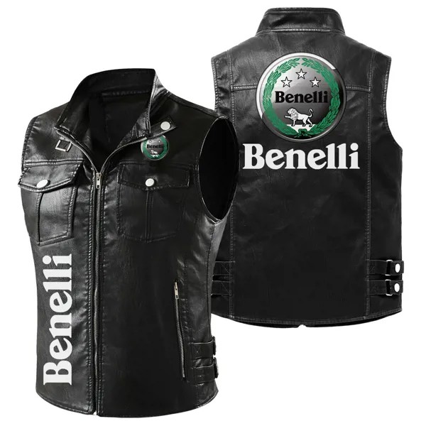 Жилет мужской из искусственной кожи, мотоциклетный жилет с логотипом Benelli, в стиле хип-хоп, черная кожаная безрукавка, весна-лето
