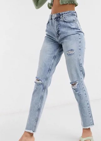 Синие джинсы с эффектом потертости в винтажном стиле New Look Tall-Голубой