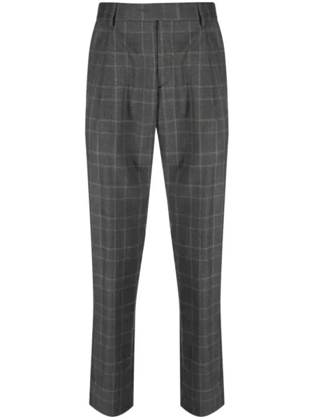 Brioni шерстяные брюки строгого кроя в клетку, серый