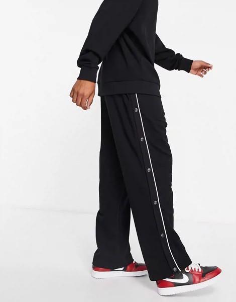Черные oversized-джоггеры прямого кроя с кнопками и окантовкой (от комплекта) ASOS DESIGN-Черный цвет