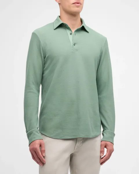 Мужская рубашка поло из хлопкового джерси пике ZEGNA, цвет Aqua Solid