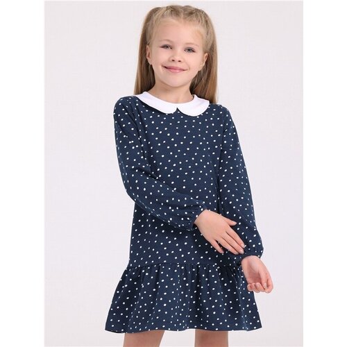 Школьное платье Апрель, размер 72-140, белый, синий