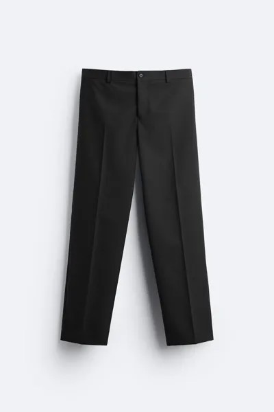 Костюмные брюки из смесовой шерсти ZARA, черный