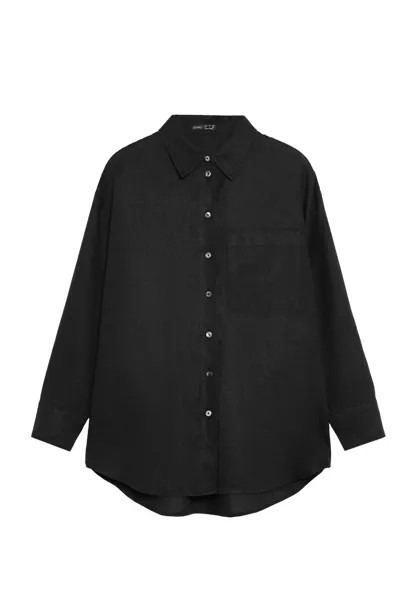 Блузка на пуговицах Gingham Long-Sleeved OYSHO, черная