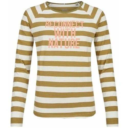 Женская футболка длинный рукав s_T-SHIRT s_309359-7T79 бежевый,белый 36/S