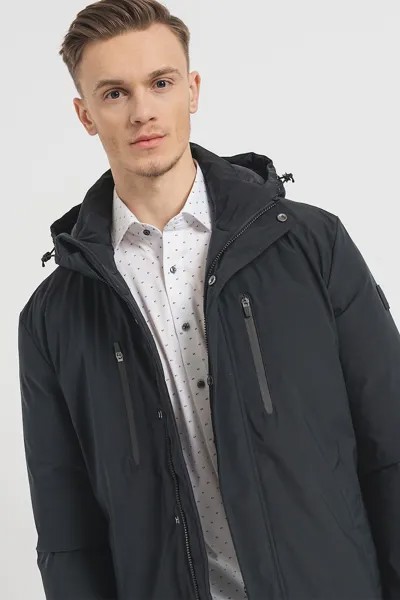 Зимняя куртка на синтепоне, с капюшоном и карманами Pierre Cardin, черный