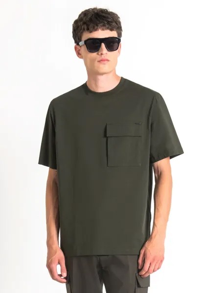Футболка с принтом Oversized T-Shirt With Heart Side Pocket Antony Morato, цвет dark army