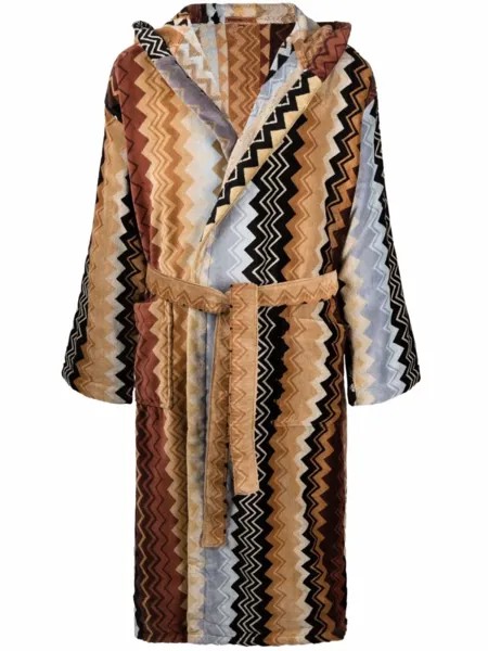 Missoni Home халат Giacomo с капюшоном и поясом, коричневый
