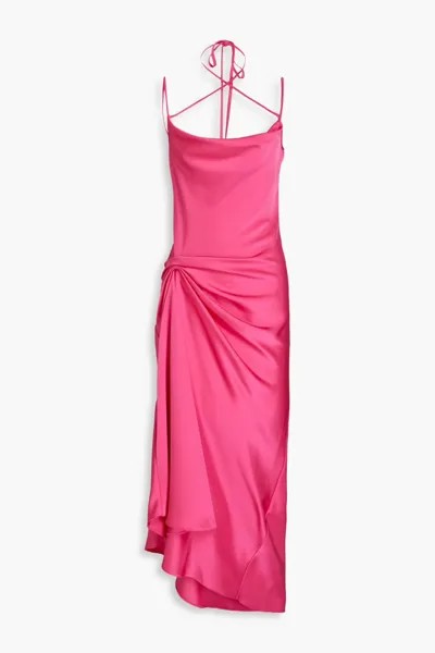 Атласное платье миди Medina со сборками 16Arlington, фуксия