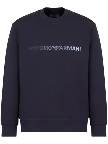 Emporio Armani толстовка с вышитым логотипом, синий