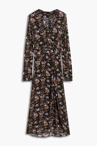 Платье миди из крепдешина янтарного цвета с цветочным принтом Rag & Bone, многоцветный