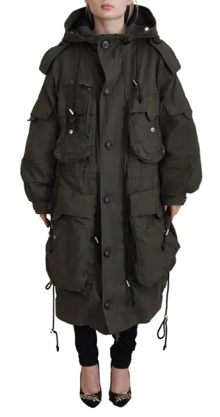 Куртка DSQUARED2 Пальто Зеленая длинная парка на молнии с капюшоном IT38/US4/XS Рекомендуемая розничная цена 2970 долларов США