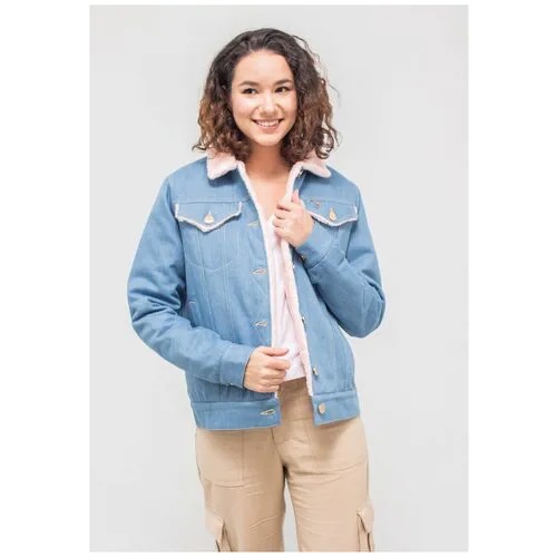 Куртка джинсовая женская на меху DASTI Denim Urban розовая, 50 размер