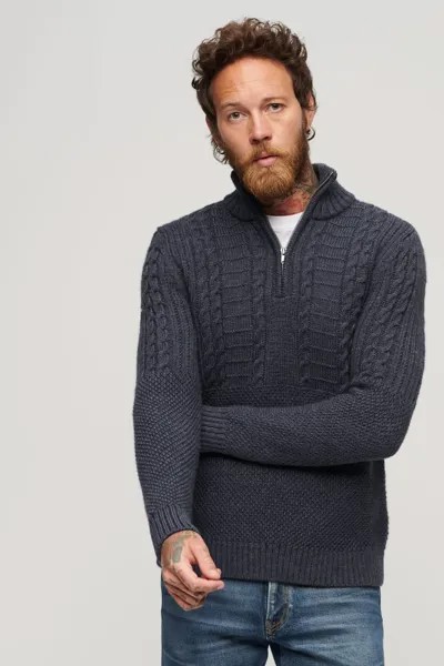 Винтажный свитер Jacob с горловиной горловины Superdry, синий