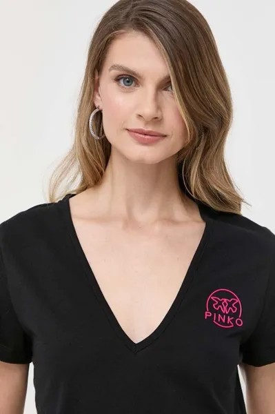 Хлопковая футболка Pinko, черный