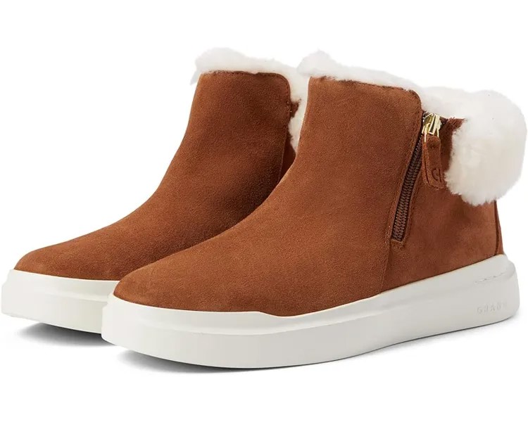 Ботинки Cole Haan Grandpro Rally Bootie, цвет New Caramel Premium Plus Suede/Natural Faux Shearling Waterproof