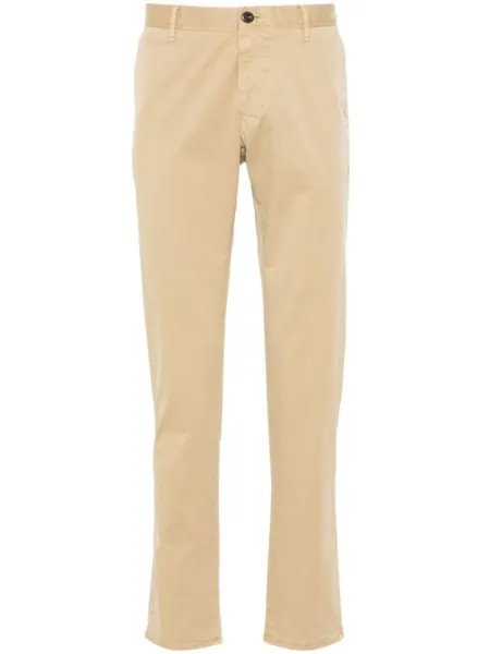 Incotex logo-embroidered twill trousers, нейтральный цвет