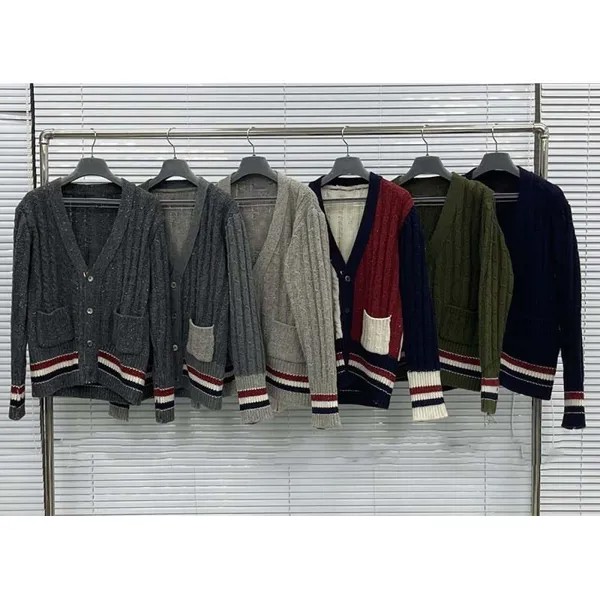 Мужской свитер в стиле пэчворк TB THOM, модный брендовый однотонный кардиган RWB, женские винтажные удобные трикотажные свитера