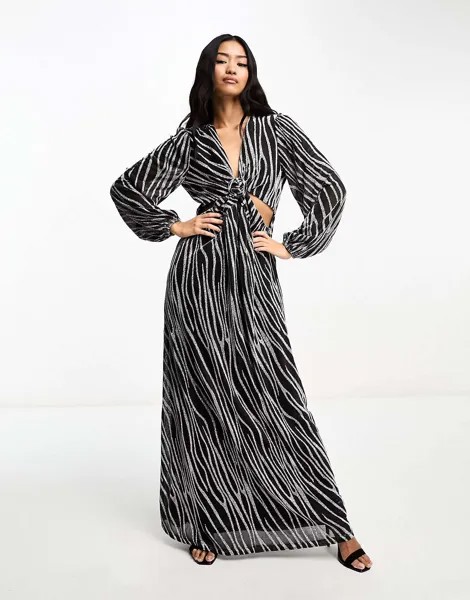 Платье металлик Style Cheat серебристого цвета с рисунком зебры