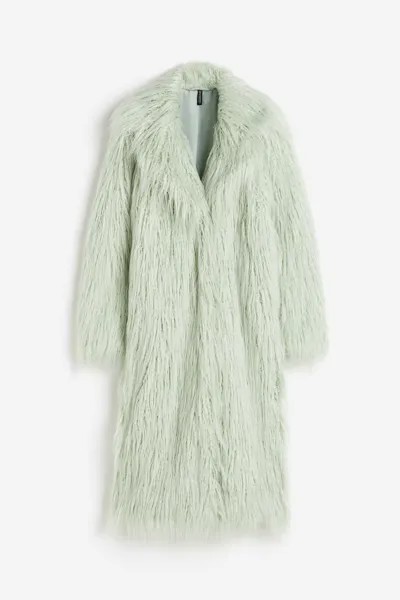 Пальто H&M Fluffy, светло-зеленый