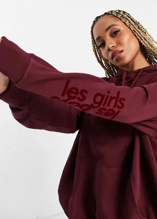 Бордовый худи в стиле oversized Les Girls Les Boys-Красный