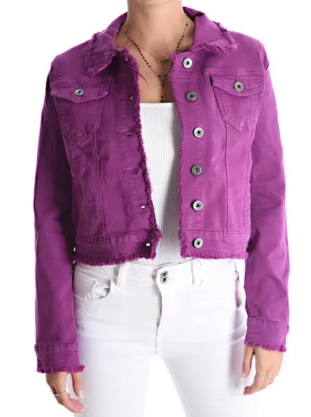 Хлопковая куртка на пуговицах с бахромой и карманами, пурпурный