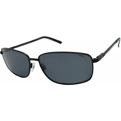 Солнцезащитные очки Invu, прямоугольные, оправа: металл, с защитой от УФ, поляризационные, для мужчин, черный