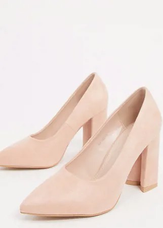 Розовые туфли на блочном каблуке для широкой стопы RAID-Розовый цвет
