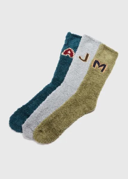 Разноцветные носки-тапочки с буквами, мультиколор