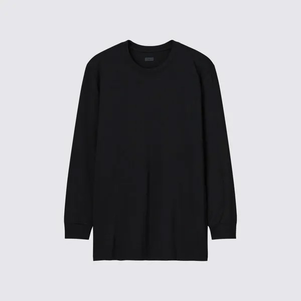 Лонгслив Uniqlo Heattech с круглым вырезом, черный