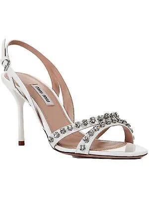 MIU MIU Женские сандалии Bianco White Jewel Calzature Donna Stiletto с ремешком на пятке 38