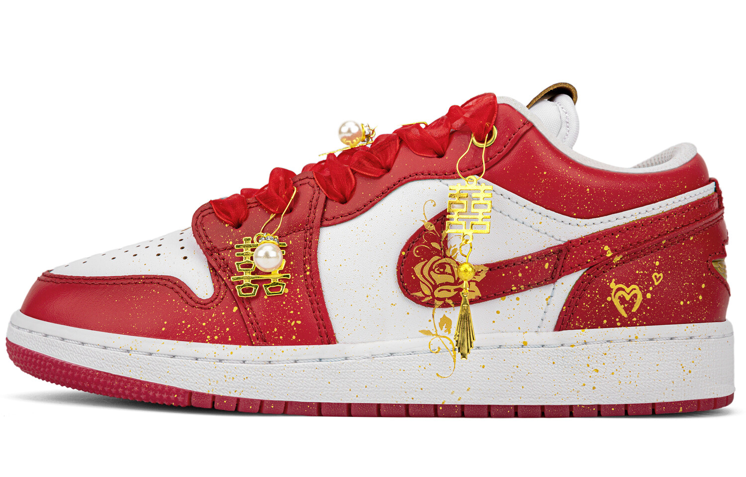 Кроссовки Air Jordan 1 Vintage Basketball Shoes Women's Low-top Red, красный