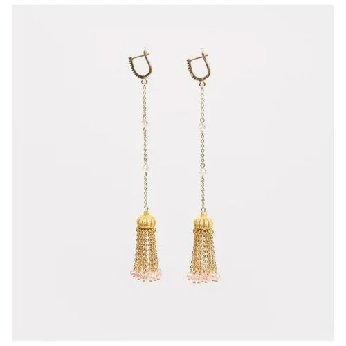 Серьги цепочки VERUSCHKA JEWELRY, фианит, золотой