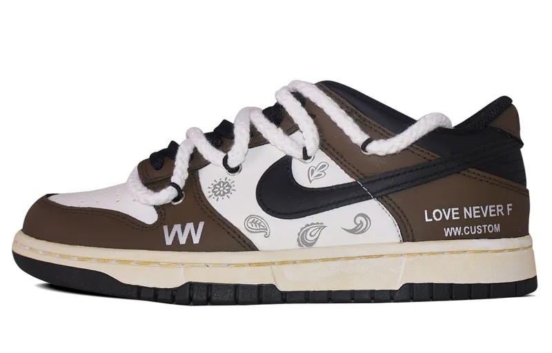 Кроссовки Nike Dunk Skateboarding Shoes Women's Low-top Beige, оливковый