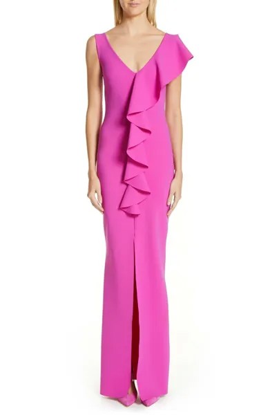 CHIARA BONI Розовое вечернее платье с рюшами Petunia BOUDECIA Scuba Knit Bodycon Вечернее платье 44 8 США