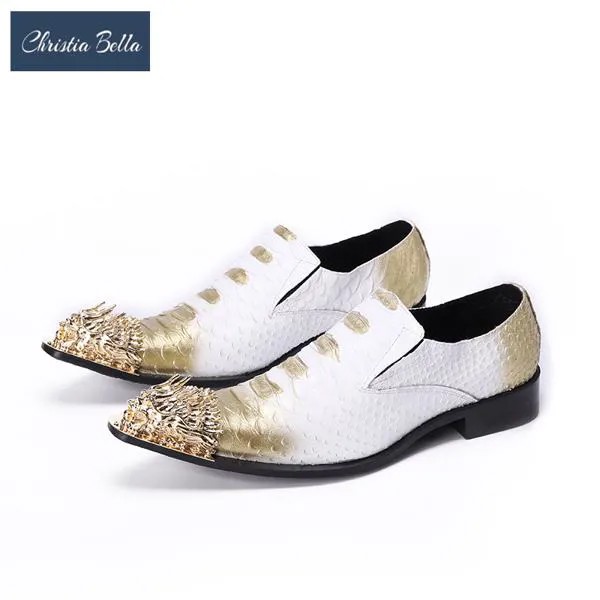 Дизайнерская золотистая металлическая Мужская классическая обувь с острым носком, модные деловые официальные туфли, мужские кожаные туфли большого размера