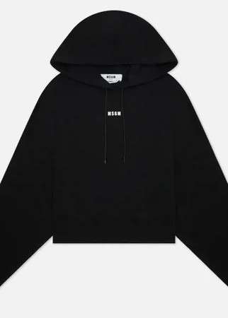 Женская толстовка MSGM Micrologo Basic Unbrushed Hoodie, цвет чёрный, размер M