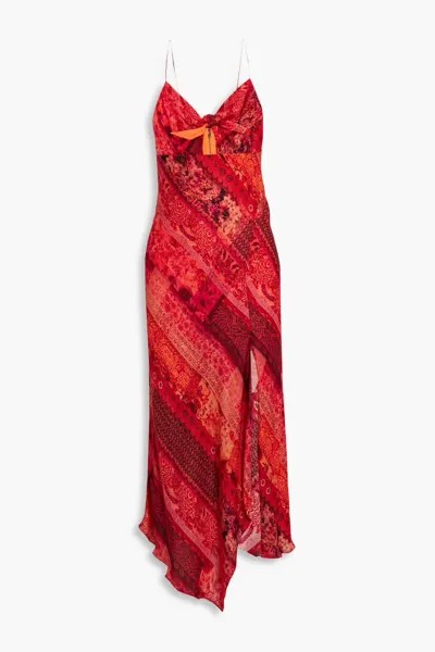 Платье миди из крепдешина Harmony с асимметричным принтом Alice + Olivia, цвет Tomato red