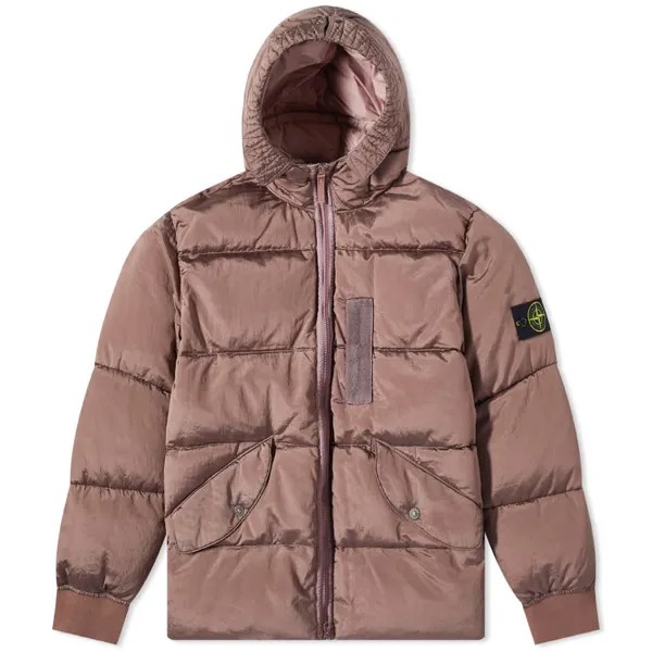 Нейлоновый металлический пуховик с капюшоном Stone Island