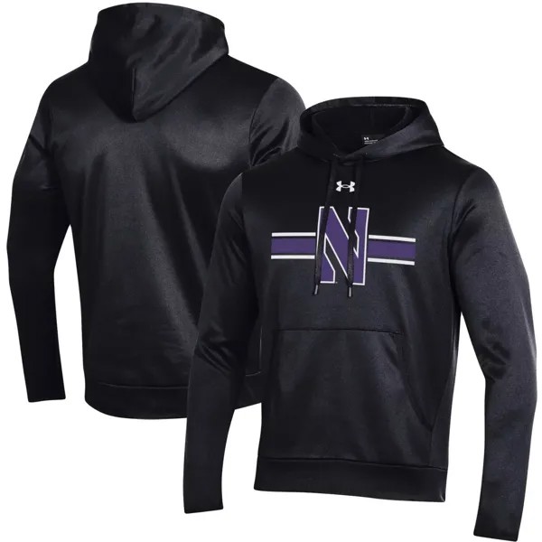 Мужской черный флисовый пуловер с капюшоном и логотипом Northwestern Wildcats Under Armour
